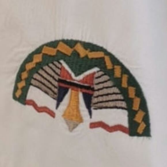 Chic Schooners White Rockabilly 70s Vintage Made in Macau Button Down, Size 14 - Picture 4 of 7